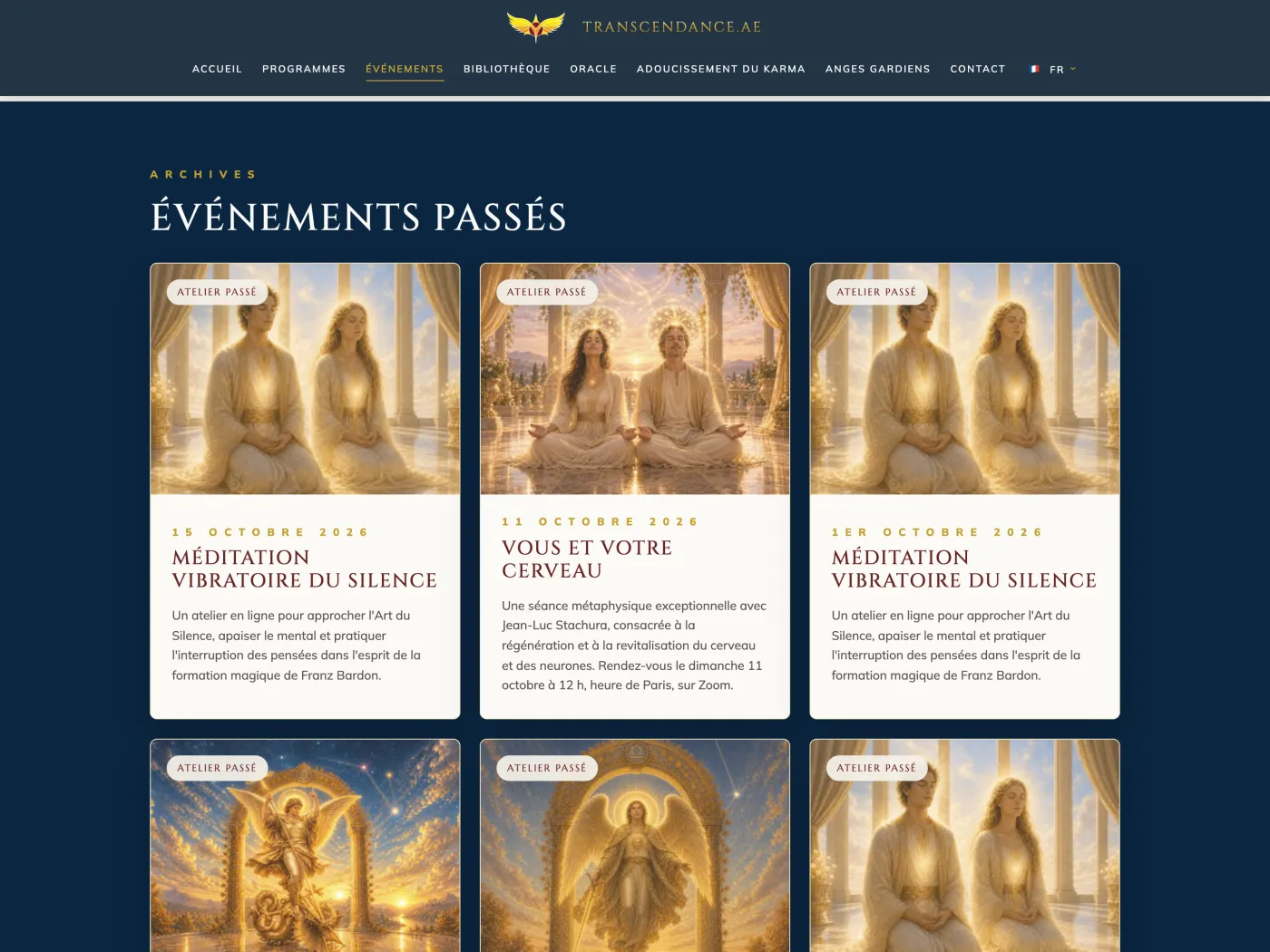 The past events archive on transcendance.ae